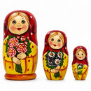 Set of 3 Girls with Flower Bouquet  Nesting Dolls 4.25 Inches