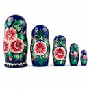 Set of 5 Family Christmas Celebration Wooden Nesting Dolls 6.5 Inches