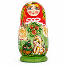 Set of 5 Girls with Cats Wooden Nesting Dolls 6.5 Inches