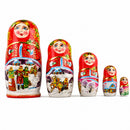 Set of 5 Winter Night  Wooden Nesting Dolls 6.5 Inches