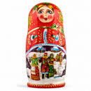 Set of 5 Winter Night  Wooden Nesting Dolls 6.5 Inches