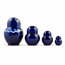 Set of 4 Wooden Floral Nesting Dolls - 3" Blue & Purple Flower Matryoshka