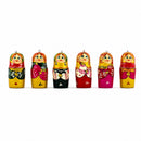 Set of 6 Wooden Nesting Doll Ornaments - 2.15" Christmas Matryoshka