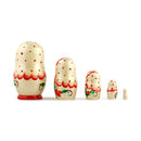 Set of 5 Red Poppy Flowers Dress Wooden Nesting Dolls 3.5 Inches