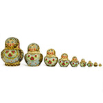 Set of 10 Pyrography Wood burned Nesting Dolls 5 Inches
