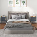 Nightstand Bedside End Table with Door Cabinet for Living Room Bedroom-Gray