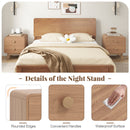 Nightstand with 2 Drawers Solid Rubber Wood Legs