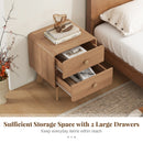Nightstand with 2 Drawers Solid Rubber Wood Legs