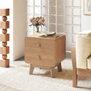Nightstand with 2 Drawers Solid Rubber Wood Legs