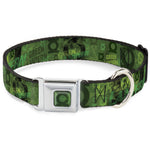 Green Lantern Logo Weathered Full Color Greens Seatbelt Buckle Collar - GREEN LANTERN/Logo Collage Weathered Greens