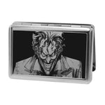 Business Card Holder - LARGE - Joker Smiling CLOSE-UP Reverse Brushed