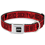 DC BLACK ADAM Title Logo Full Color Black/White Seatbelt Buckle Collar - Black Adam JUSTICE SOCIETY Icons and Text Red/Black