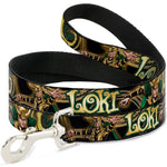 Dog Leash - LOKI Poses Black/Gold/Green