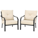 2 Pieces Patio Dining Set with Padded Cushions Armrest Steel Frame