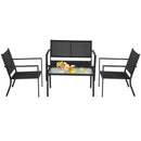 4 PCS Patio Furniture Set Sofa Coffee Table Steel Frame Garden-Gray