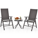 2 Pieces Patio Folding Dining Chairs Aluminium Adjustable Back-Gray