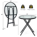 Patio Side Table with Tempered Glass Tabletop