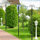 String Light Poles 2 Pack Outdoor Metal Poles with Top Arc Hook and 5-Prong Base