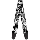 Guitar Strap - JUSTICE LEAGUE Superheroes Retro Pop White Black