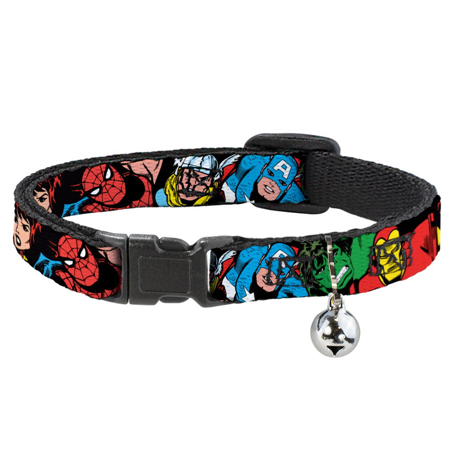 MARVEL COMICS Cat Collar Breakaway - 5-Marvel Characters Black