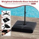 10 Feet Solar Offset Hanging Umbrella with Base and 32 LED Lights-Wine