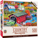 Country Escapes - Hill Village Covered Bridge 500 Piece Jigsaw Puzzle