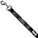 Dog Leash - BATMAN w/Bat Signals & Flying Bats Black/White