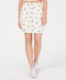 Polly & Esther Juniors Button-Front Skirt ,Size Medium White Floral