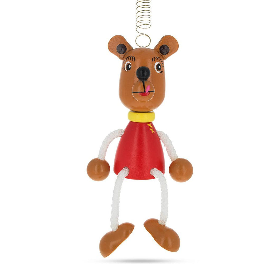 Bear Wooden Doll on a Spring 6 Inches