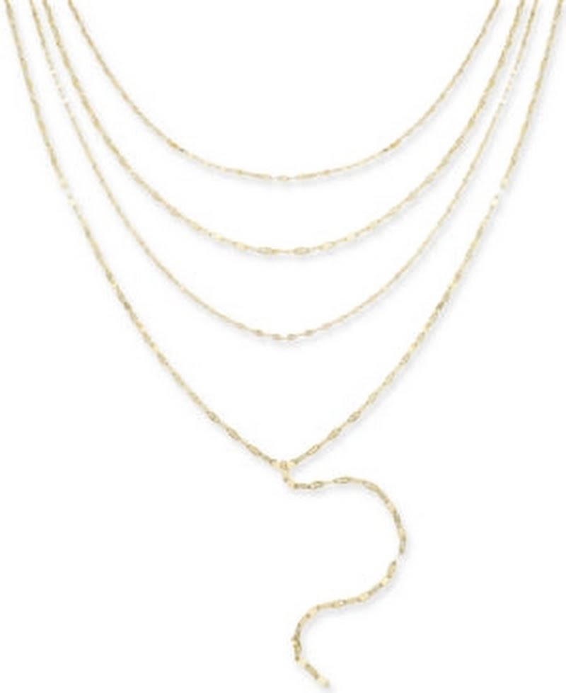 Inc International Concepts Gold-Tone Shimmer Chain Multi-Row Necklace, 16 + 3