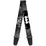 Guitar Strap - BATMAN w Bat Signals & Flying Bats Black White