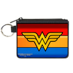 Canvas Zipper Wallet - MINI X-SMALL - Wonder Woman Logo Stripe Red Yellows Blue