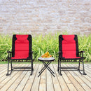 3 Pcs Outdoor Folding Rocking Chair Table Set with Cushion