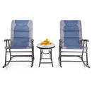 3 Pcs Outdoor Folding Rocking Chair Table Set with Cushion