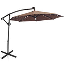 10 Feet 360° Rotation Solar Powered LED Patio Offset Umbrella without Weight Base-Gray
