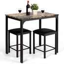 3 Piece Counter Height Dining Set Faux Marble Table