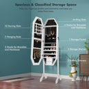 Standing Jewelry Cabinet Armoire Organizer LED Light Mirror Lockable White