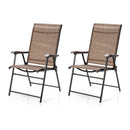 2 Pieces Outdoor Patio Folding Chair with Armrest for Camping Garden