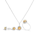 10K White Gold Purple Amethyst and 3/8 Cttw Diamond Halo Jewelry Set (Earrings, Pendant & Ring)