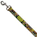 Dog Leash - Retro IRON FIST Action Pose/Comic Scene Blocks Black/Green/Yellow