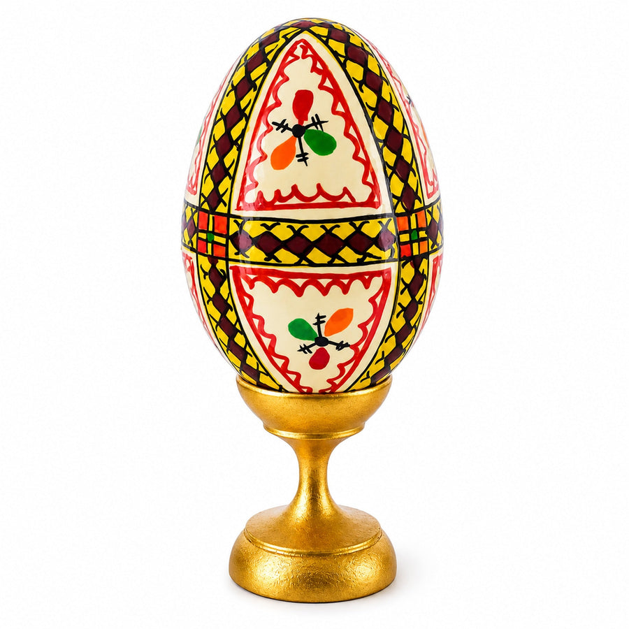 Triangles Hand Painted Wooden Pysanky Easter Egg
