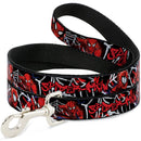 Dog Leash - SPIDER-MAN/3-Poses/Spider Web Sketch Black/White/Red