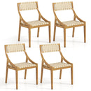Teak Wood Outdoor Dining Chair with Webbing Seat