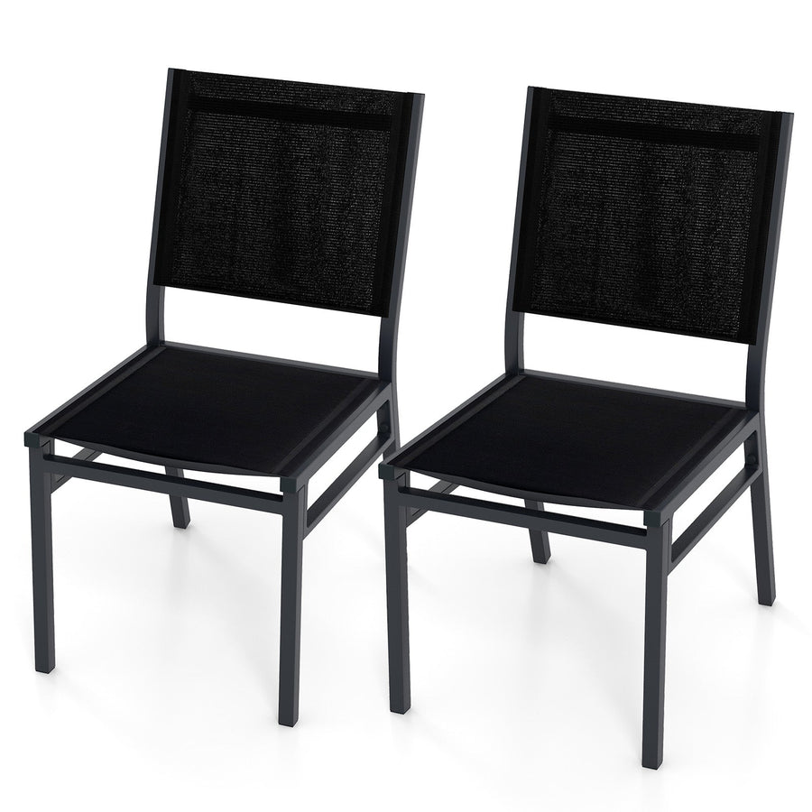 Outdoor Dining Chairs with Breathable Seat and Backrest for Backyard Porch Poolside