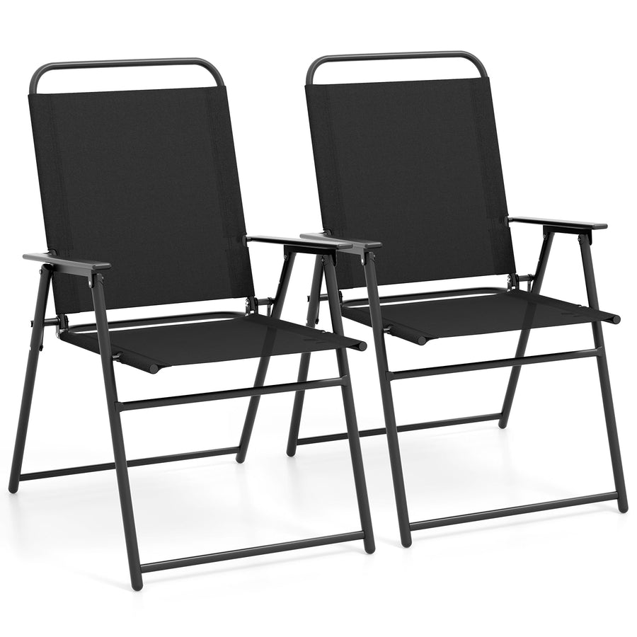 Outdoor Folding Sling Chairs with Armrest and Backrest