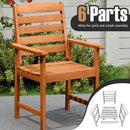Outdoor Wooden Dining Chairs with Inclined Backrests and Slatted Seats