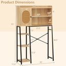 Over The Toilet Storage Cabinet with PE Rattan Door and Open Storage Shelves-Natural
