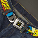 Batman Full Color Black Yellow Seatbelt Belt - BATGIRL in Action w/Face CLOSE-UP Webbing