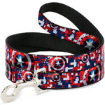 Dog Leash - Captain America Shield Digital Camo Blue/White/Red