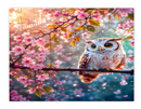 Personalized Owl Cherry Blossom Wooden Puzzle with Name | Photorealistic Fantasy Art | 60 Pieces | Gift for Her